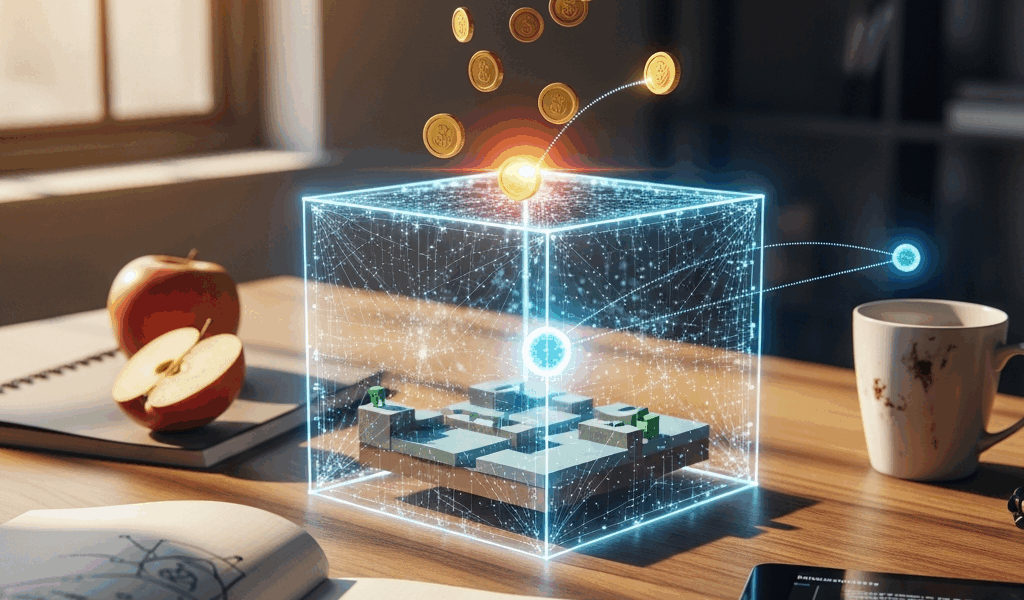 AI reinforcement learning concept with reward optimization visualization