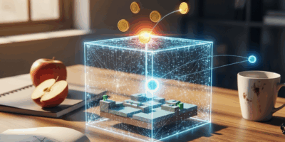 AI reinforcement learning concept with reward optimization visualization