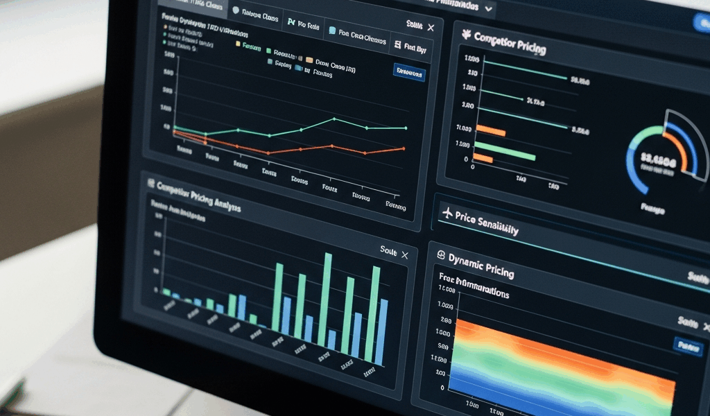 airline revenue management dashboard with pricing optimization charts