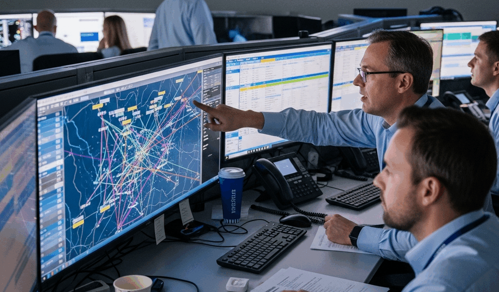 airport operations center with flight slot allocation management system