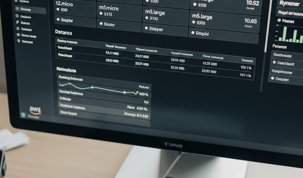 AWS EC2 dashboard showing instance types and virtual server management