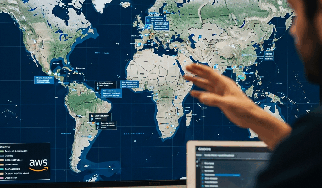 AWS global infrastructure map with region selection criteria