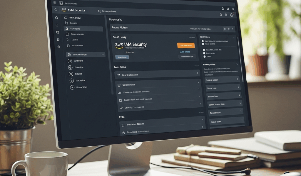 AWS IAM security dashboard with MFA and access policy management