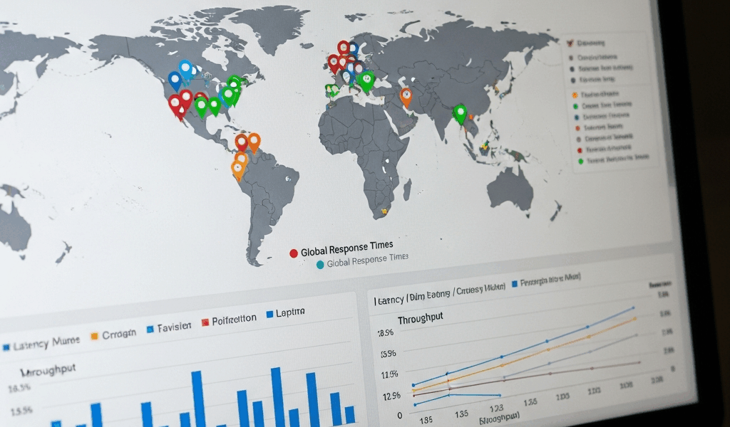 CDN performance comparison dashboard showing global response times