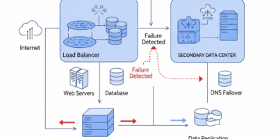 cloud infrastructure resilience diagram with failover and recovery mechanisms