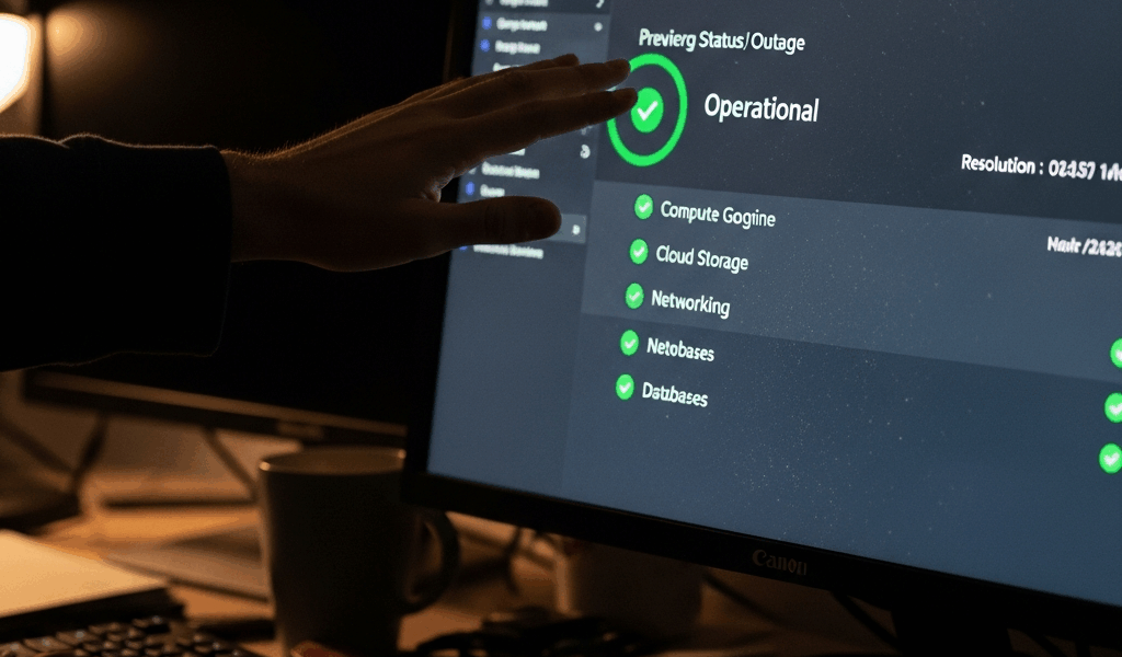 cloud status page showing services recovered from green to operational