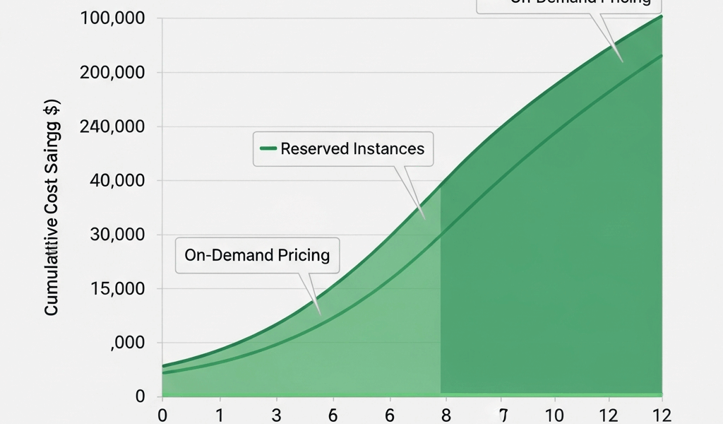 cost optimization graph showing savings from reserved instances vs on-demand pricing