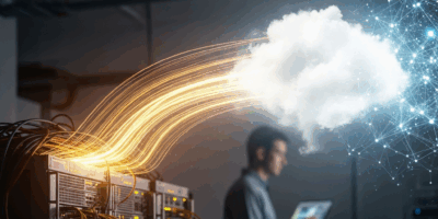 data flowing from on-premises servers to cloud infrastructure migration