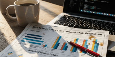 data science salary comparison chart with required skills breakdown