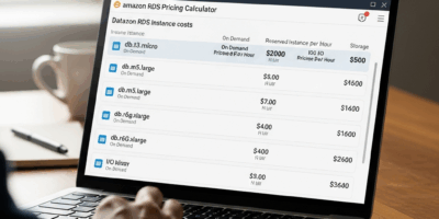 database pricing calculator showing RDS instance cost comparisons
