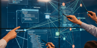 enterprise blockchain network visualization with supply chain and contracts