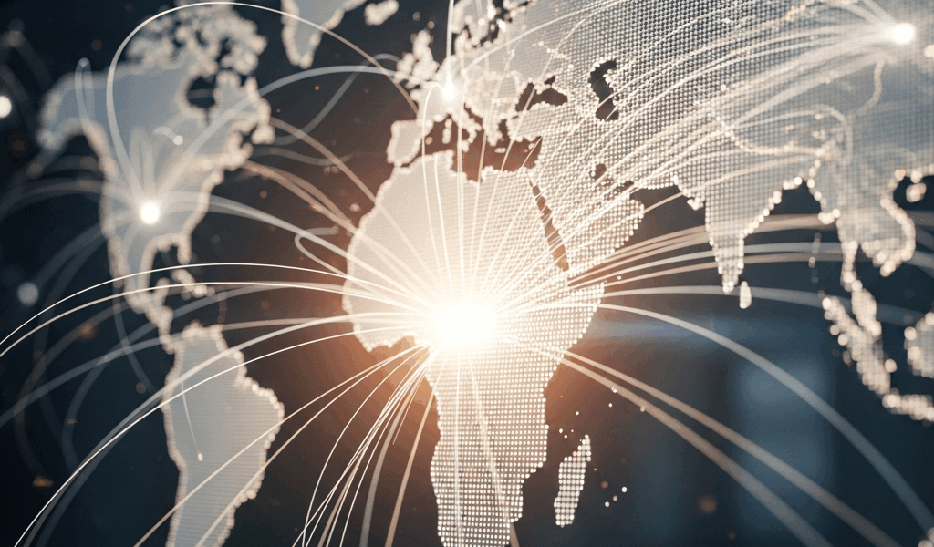 global CDN network visualization with fast content delivery worldwide