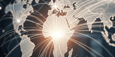 global CDN network visualization with fast content delivery worldwide