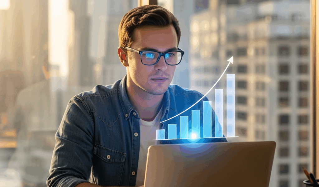 growing business scaling with cloud infrastructure, ascending growth chart