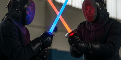 light saber fencing equipment including LED sabers masks and protective gear