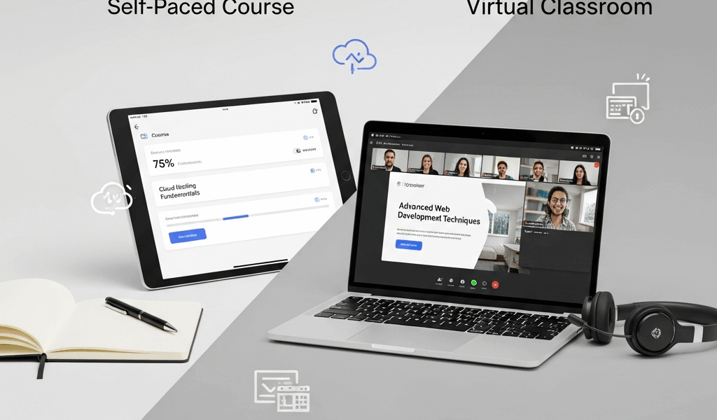 online learning platform with self-paced course vs virtual classroom