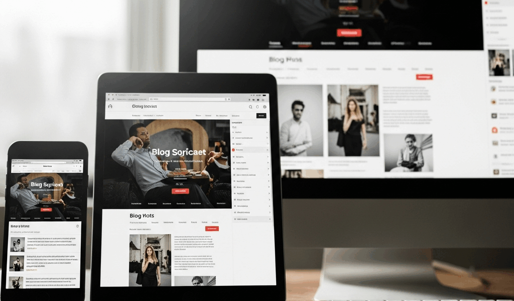 responsive website design shown on smartphone tablet and desktop side by side
