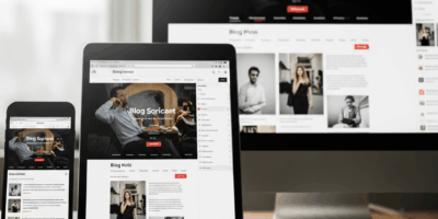 responsive website design shown on smartphone tablet and desktop side by side