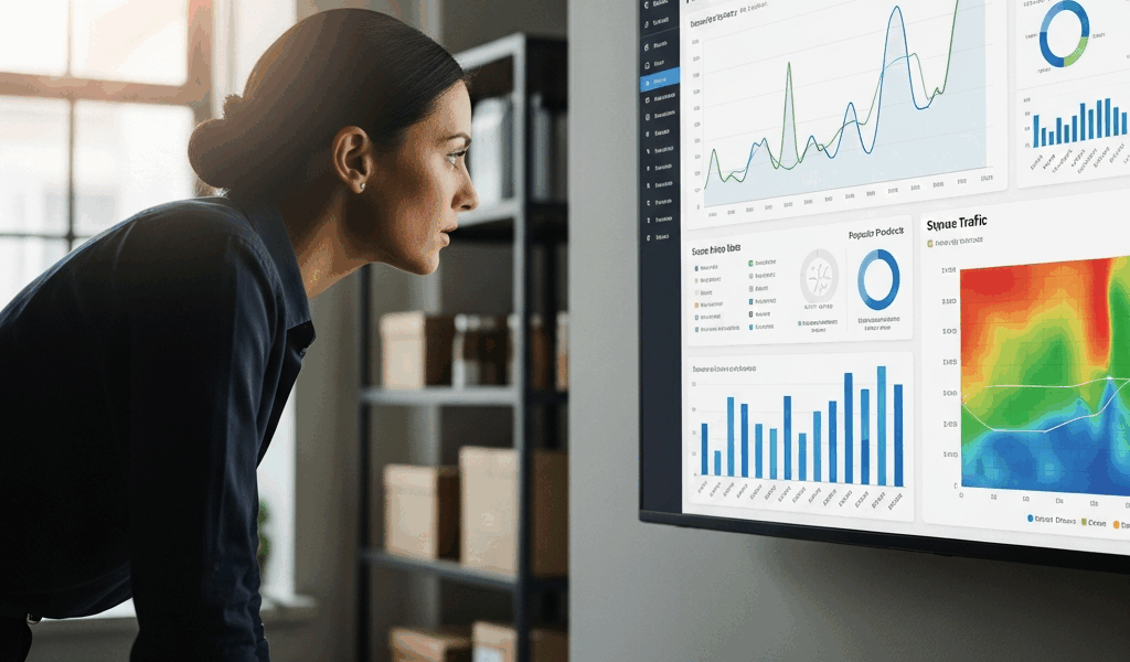 retail store analytics dashboard showing sales trends and customer data