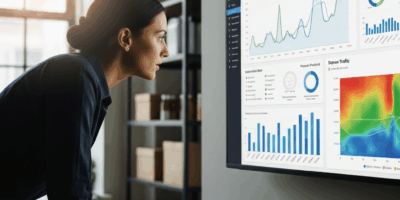 retail store analytics dashboard showing sales trends and customer data