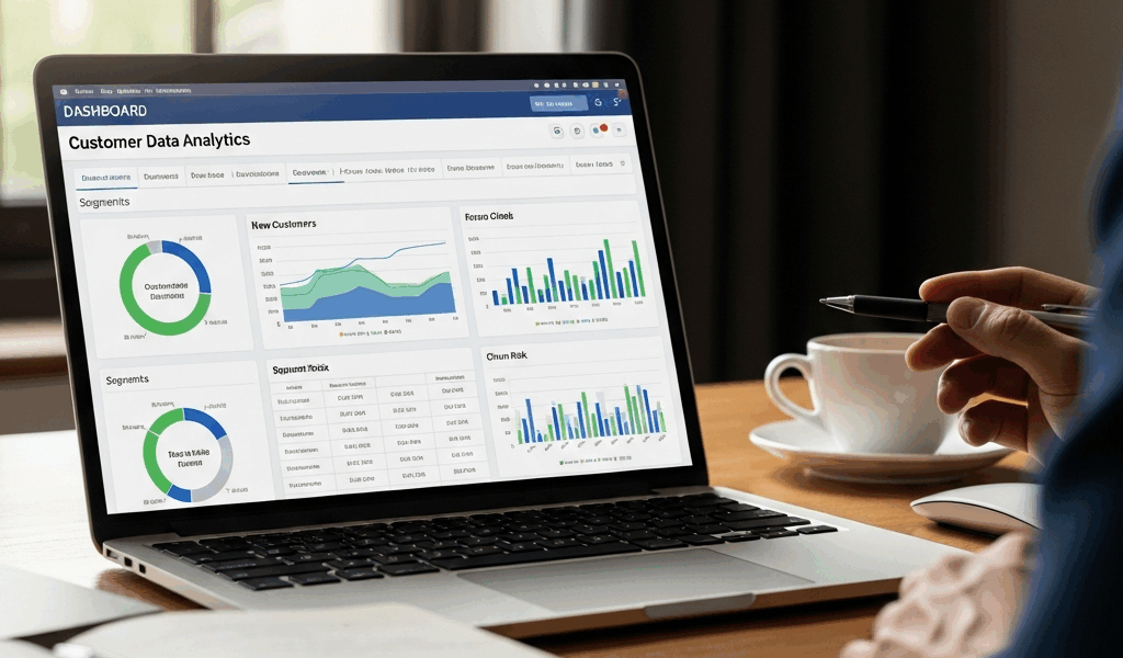 small business dashboard showing customer data analytics and segments