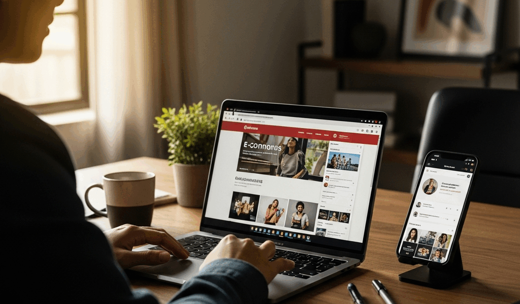 small business owner working on laptop and smartphone side b 20260331 211901