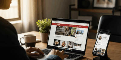 small business owner working on laptop and smartphone side b 20260331 211901