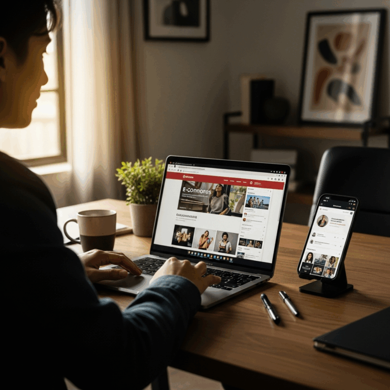 small business owner working on laptop and smartphone side b 20260331 211901