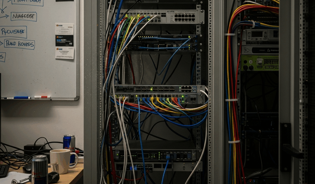 small business server room with private cloud infrastructure setup