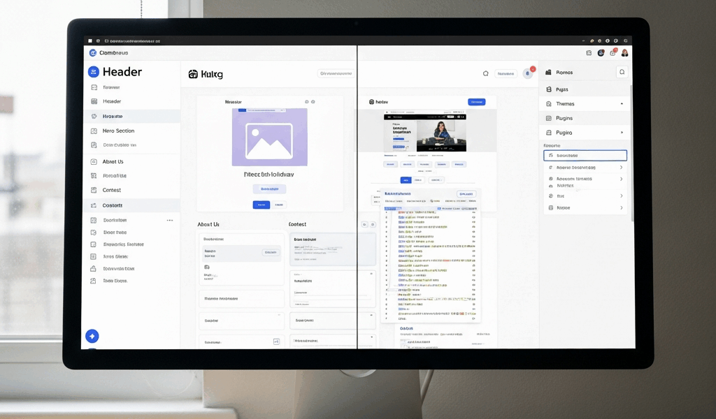 split screen showing two website builder interfaces side by 20260331 211910
