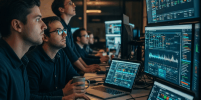 SRE team monitoring production systems with incident response dashboards