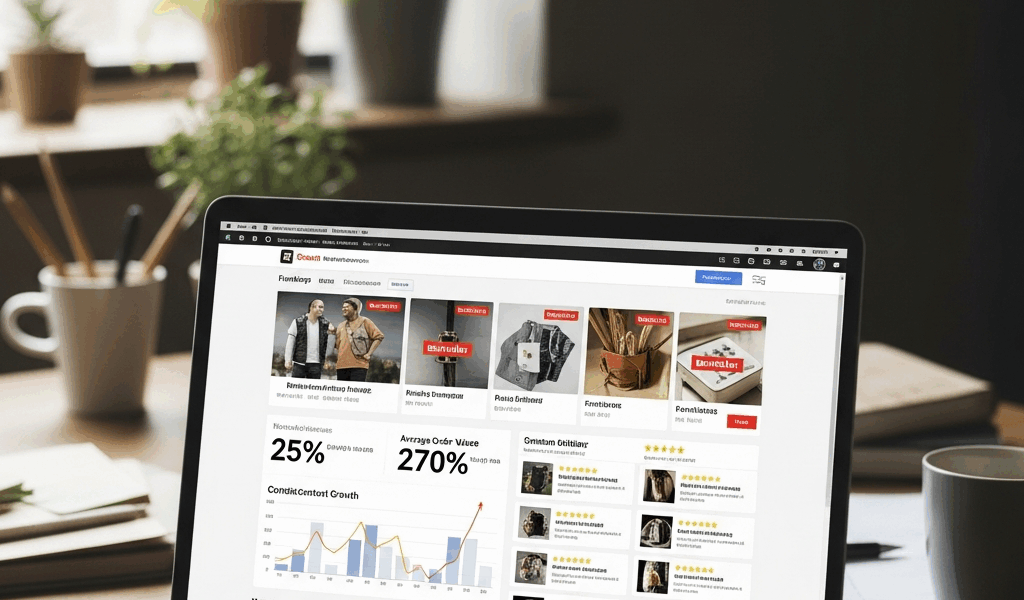 successful online marketplace storefront with sales metrics and customer reviews