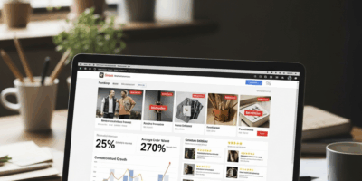 successful online marketplace storefront with sales metrics and customer reviews