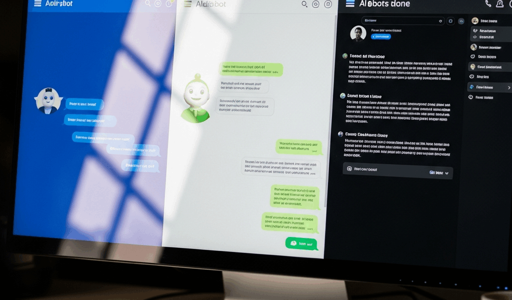 three AI chatbot interfaces side by side comparison on screen