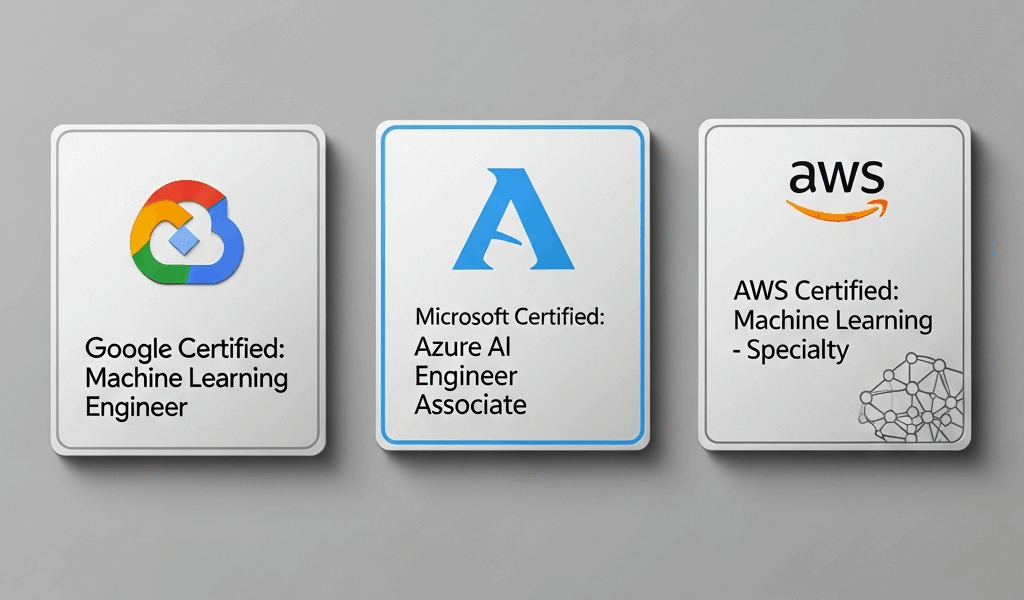 three cloud AI certification badges compared side by side