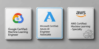 three cloud AI certification badges compared side by side