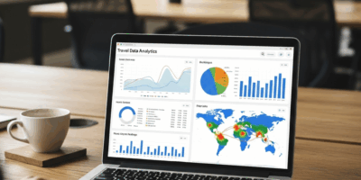 travel industry data analytics dashboard showing booking trends and patterns