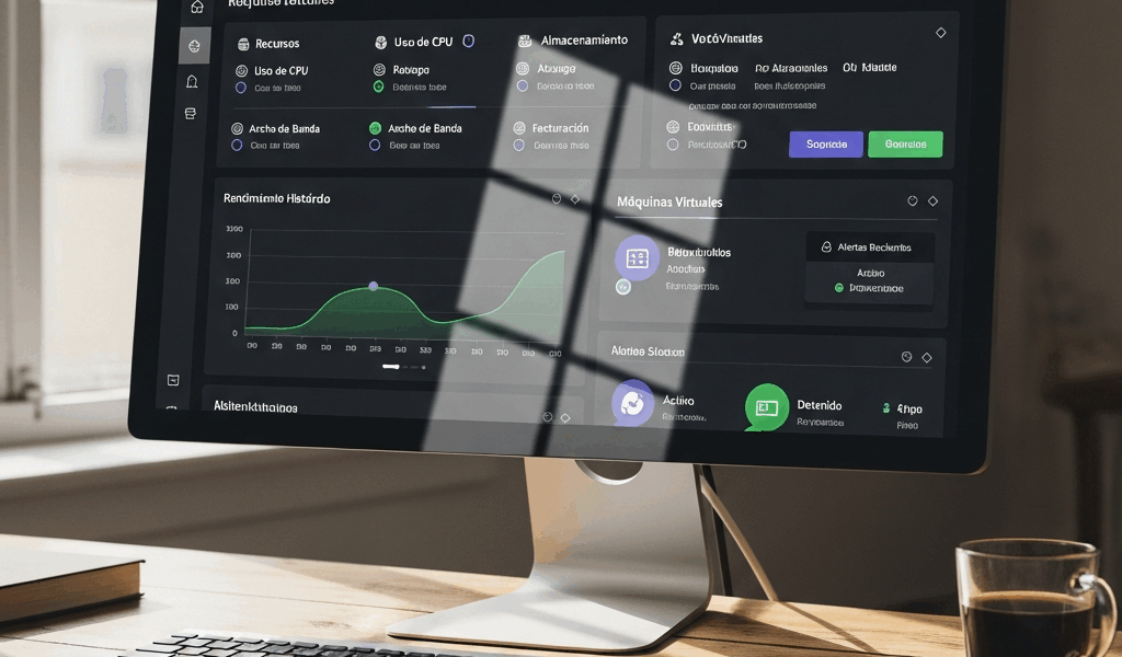 versatile cloud computing dashboard in Spanish language interface